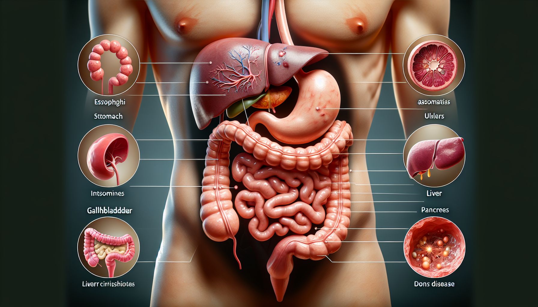 Image du système digestif, comprenant l'estomac et les intestins